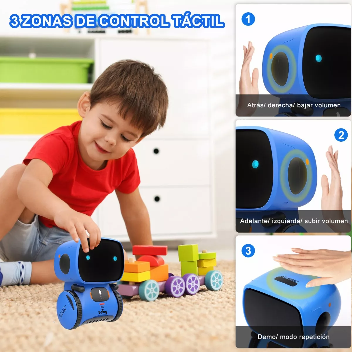 Foto 6 pulgar | Robot Juguetes Inteligente Niños Control Táctil, Español Azul