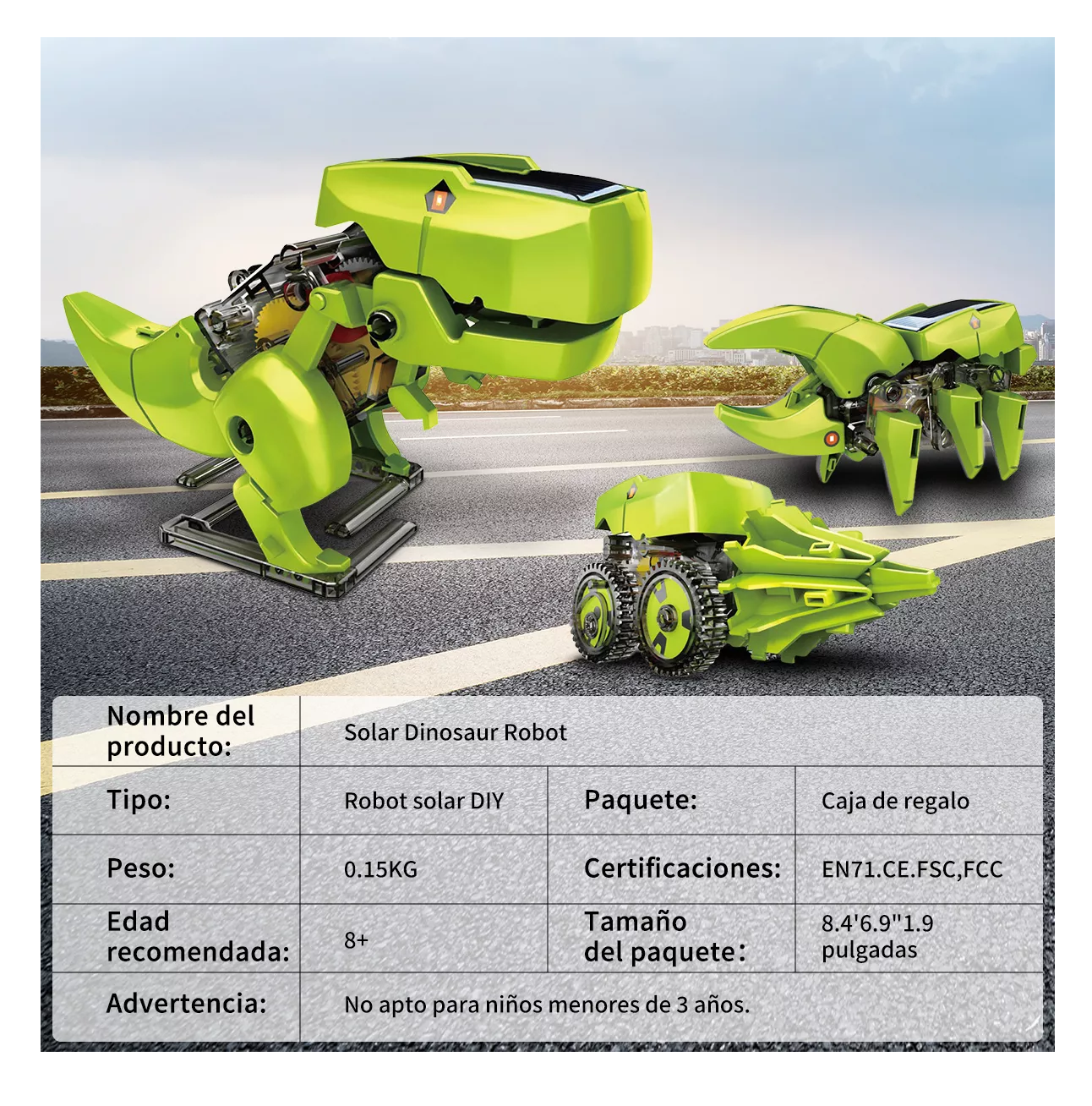 Foto 2 | Dinosaurio Robot Solar Juguetes Verde