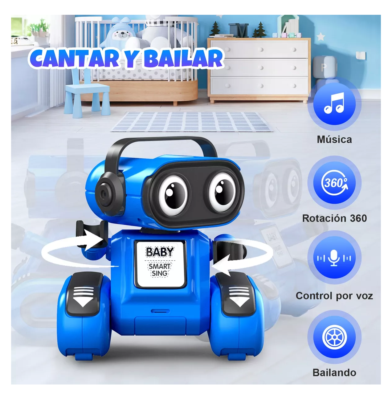 Foto 4 pulgar | Robot de Control Remoto Recargable Azul