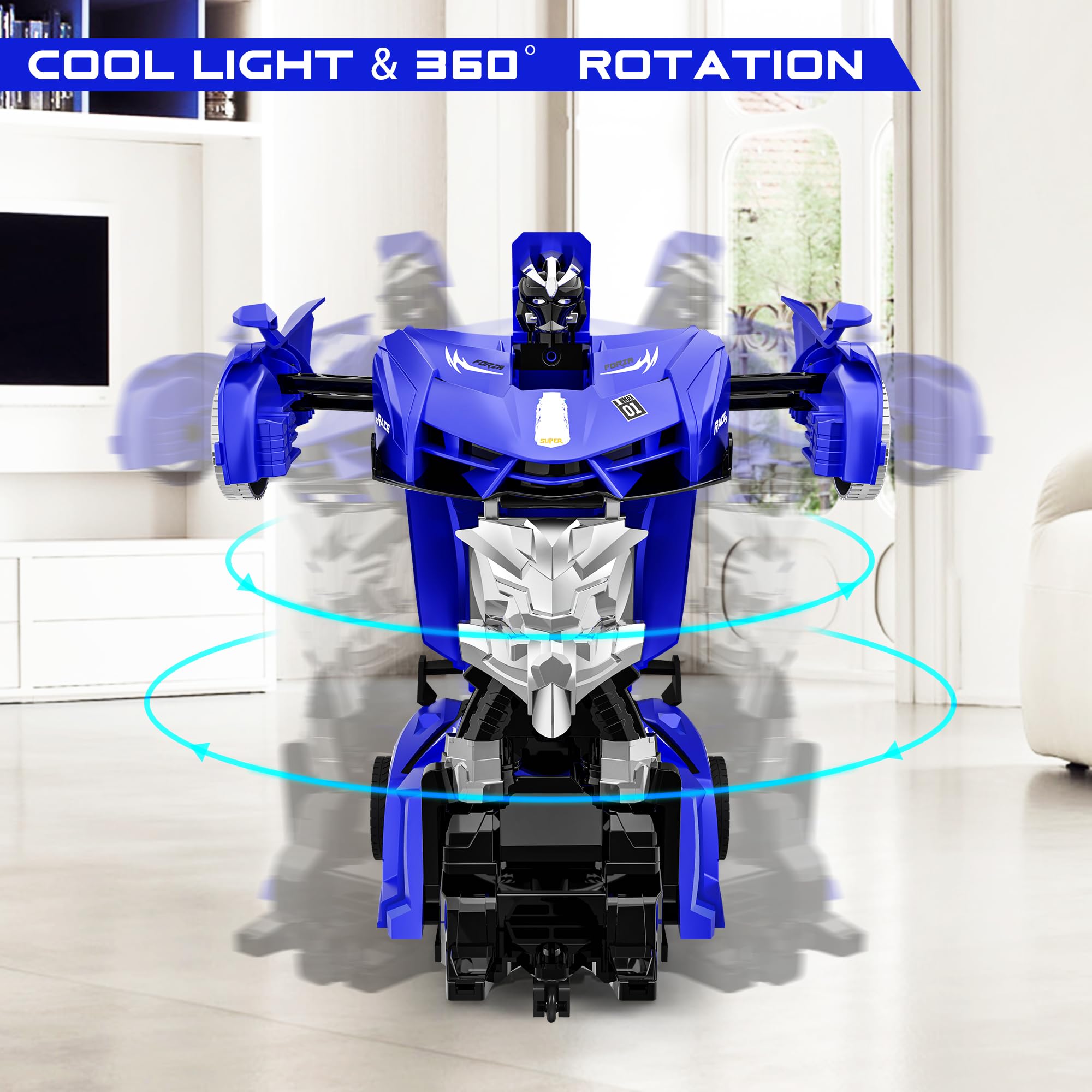 Foto 4 pulgar | Robot De Deformación Led Kones Con Mando A Distancia Para Coche, Color Azul - Venta Internacional.
