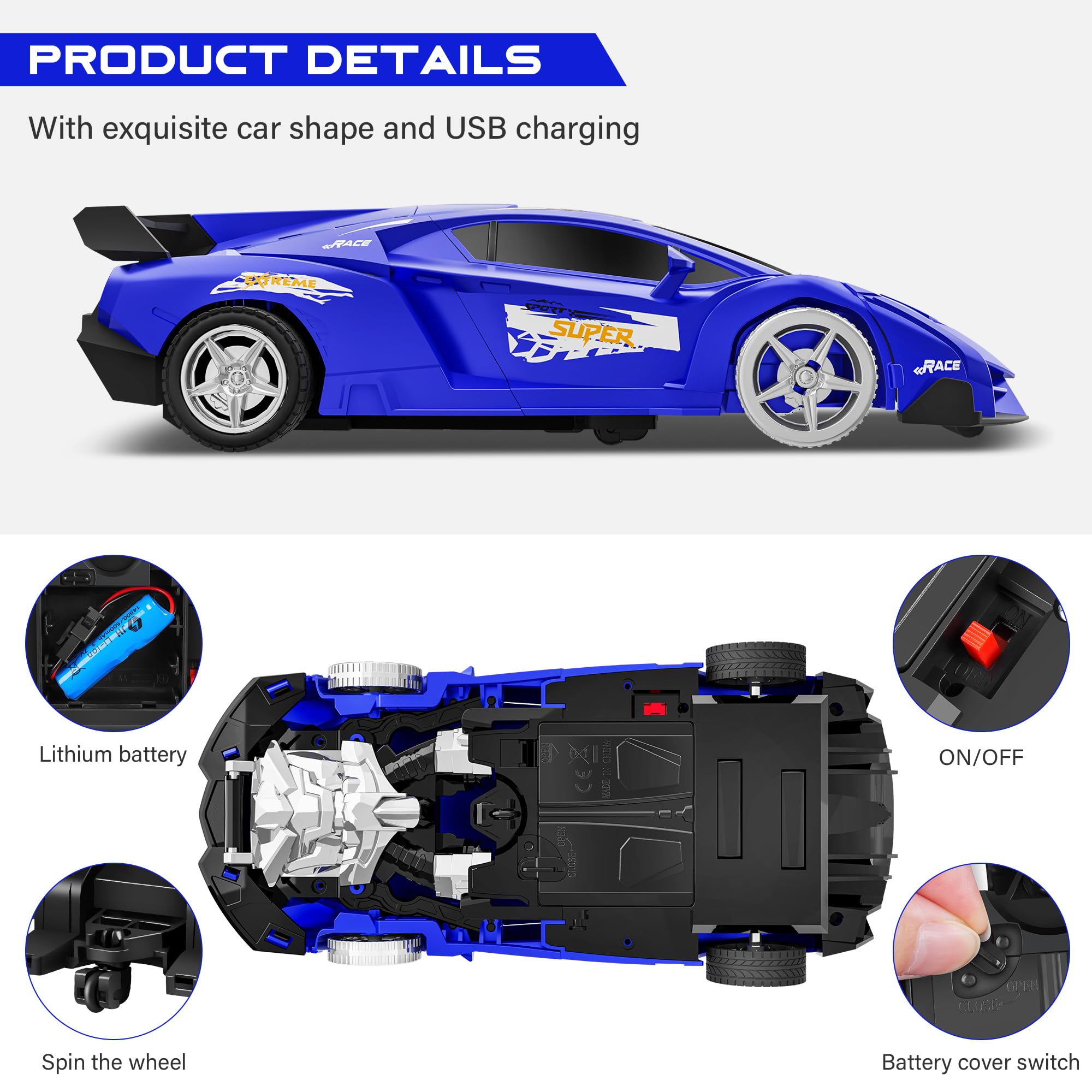 Foto 4 | Robot De Deformación Led Kones Con Mando A Distancia Para Coche, Color Azul - Venta Internacional.