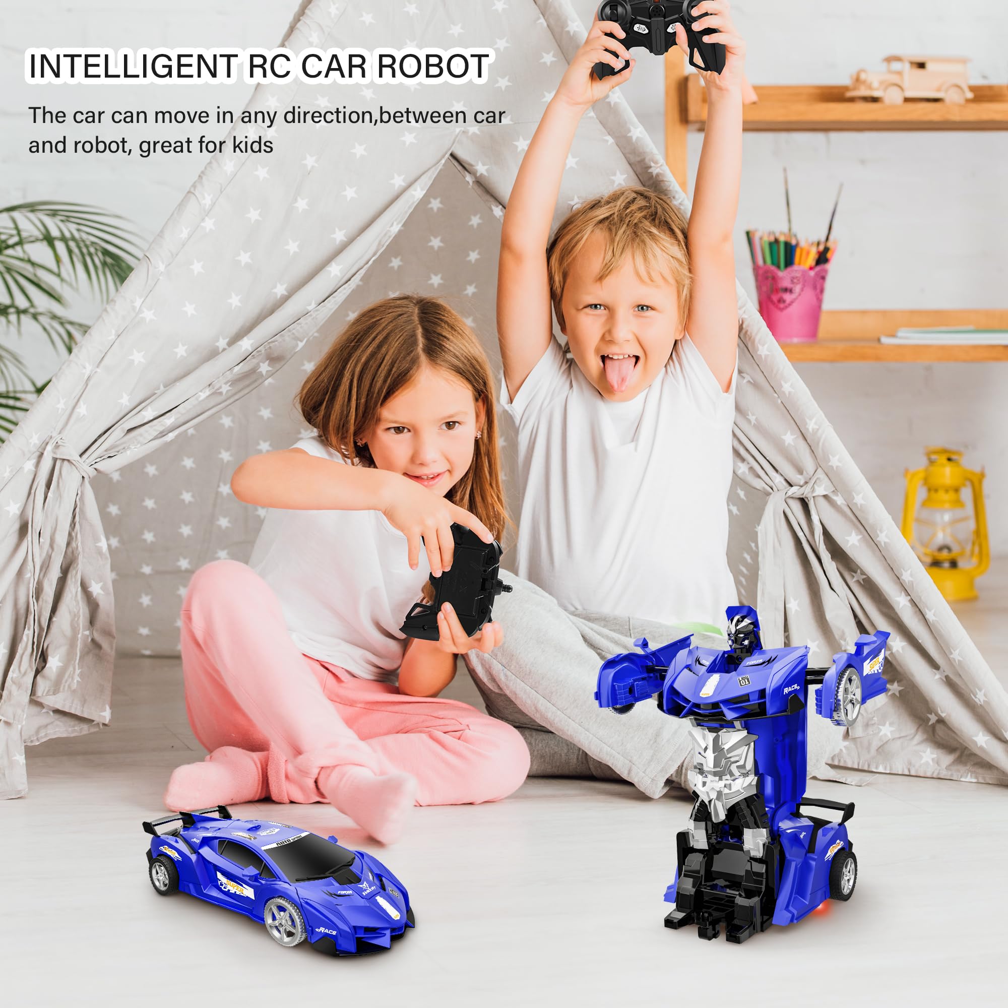 Foto 6 | Robot De Deformación Led Kones Con Mando A Distancia Para Coche, Color Azul - Venta Internacional.