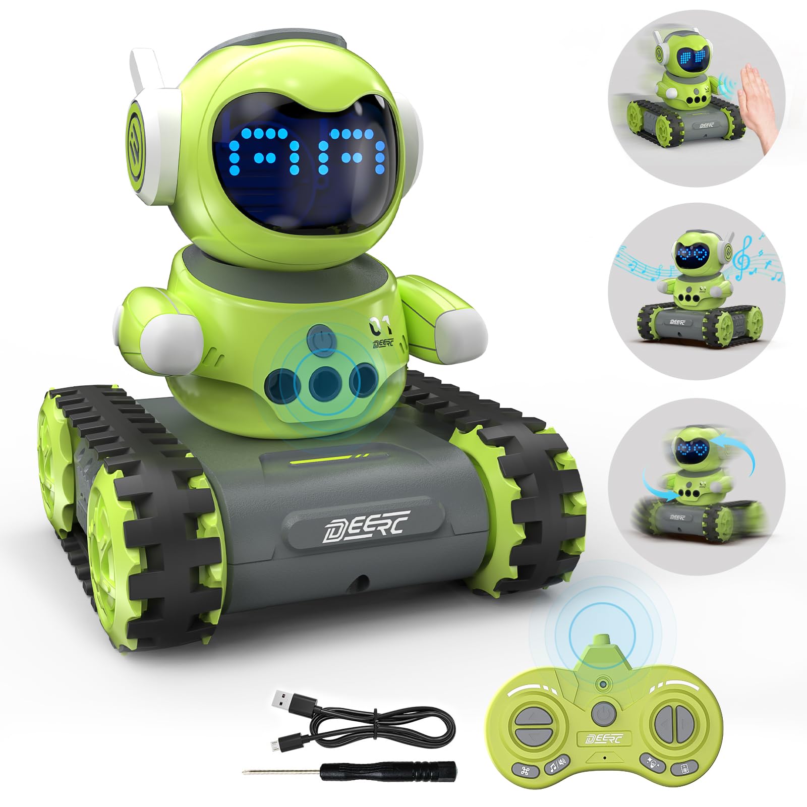 Foto 2 pulgar | Robot De Juguete Deerc Emo Con Mando A Distancia Walkie Talkie De 5 A 7 Años - Venta Internacional.
