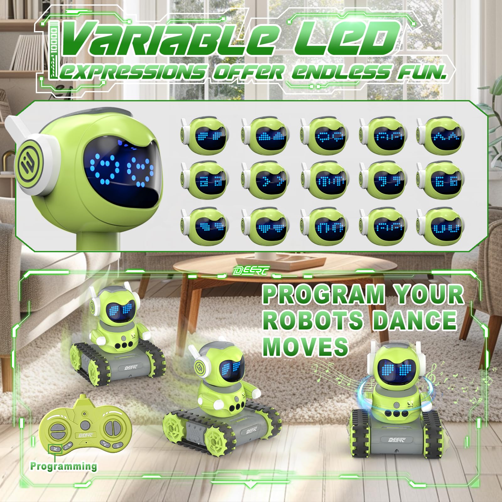 Foto 3 pulgar | Robot De Juguete Deerc Emo Con Mando A Distancia Walkie Talkie De 5 A 7 Años - Venta Internacional.