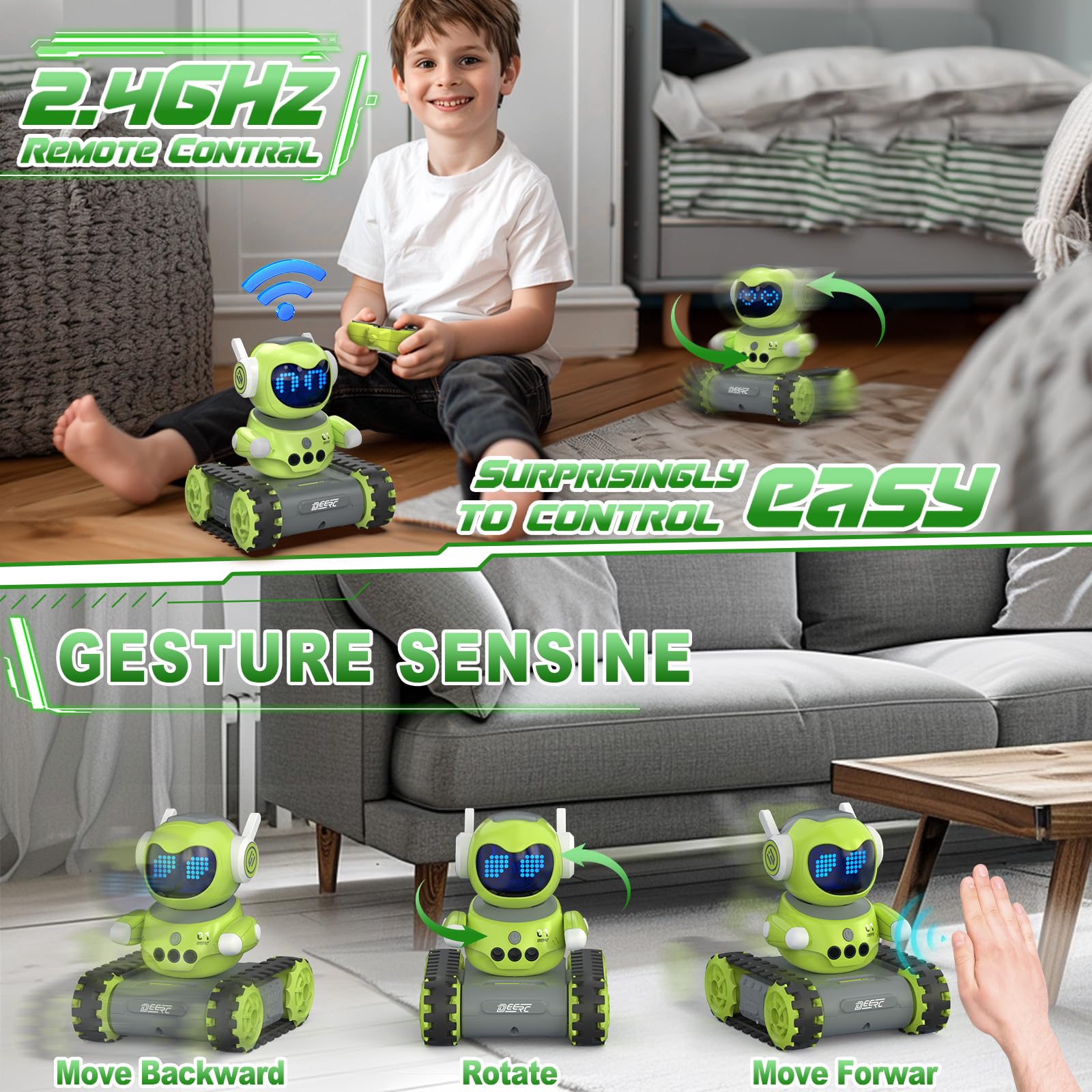 Foto 4 pulgar | Robot De Juguete Deerc Emo Con Mando A Distancia Walkie Talkie De 5 A 7 Años - Venta Internacional.