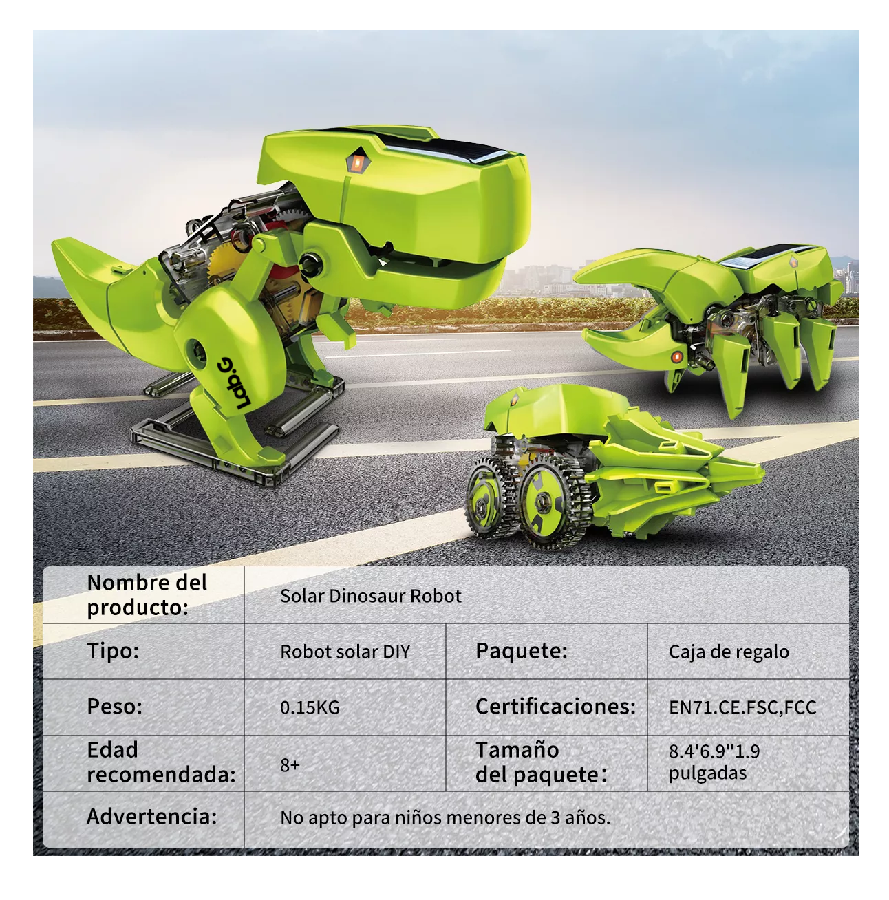 Foto 2 | Dinosaurio Robot Solar Juguetes Verde