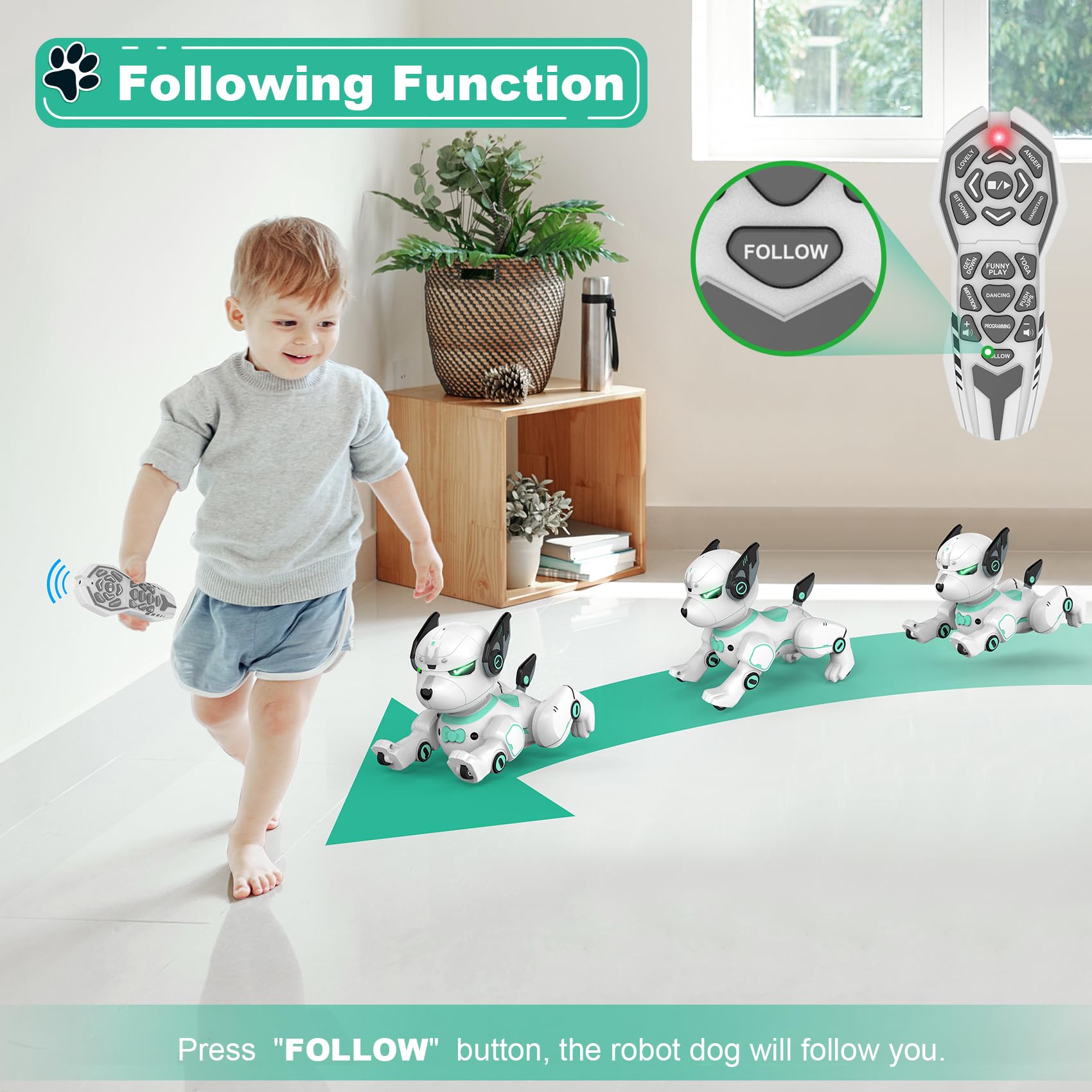 Foto 5 pulgar | Juguete Robótico Para Perros Con Control Remoto Supireo Programable, Verde - Venta Internacional.