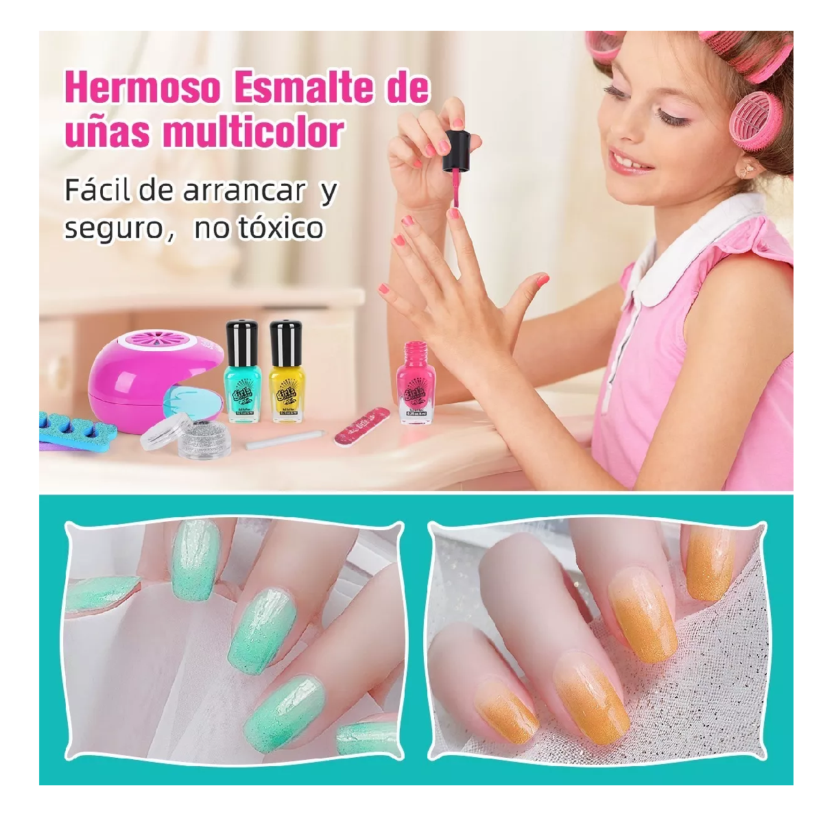 Foto 4 pulgar | Kit de Maquillaje Belleza de Uñas Regalo Juguetes Rosa para Niñas