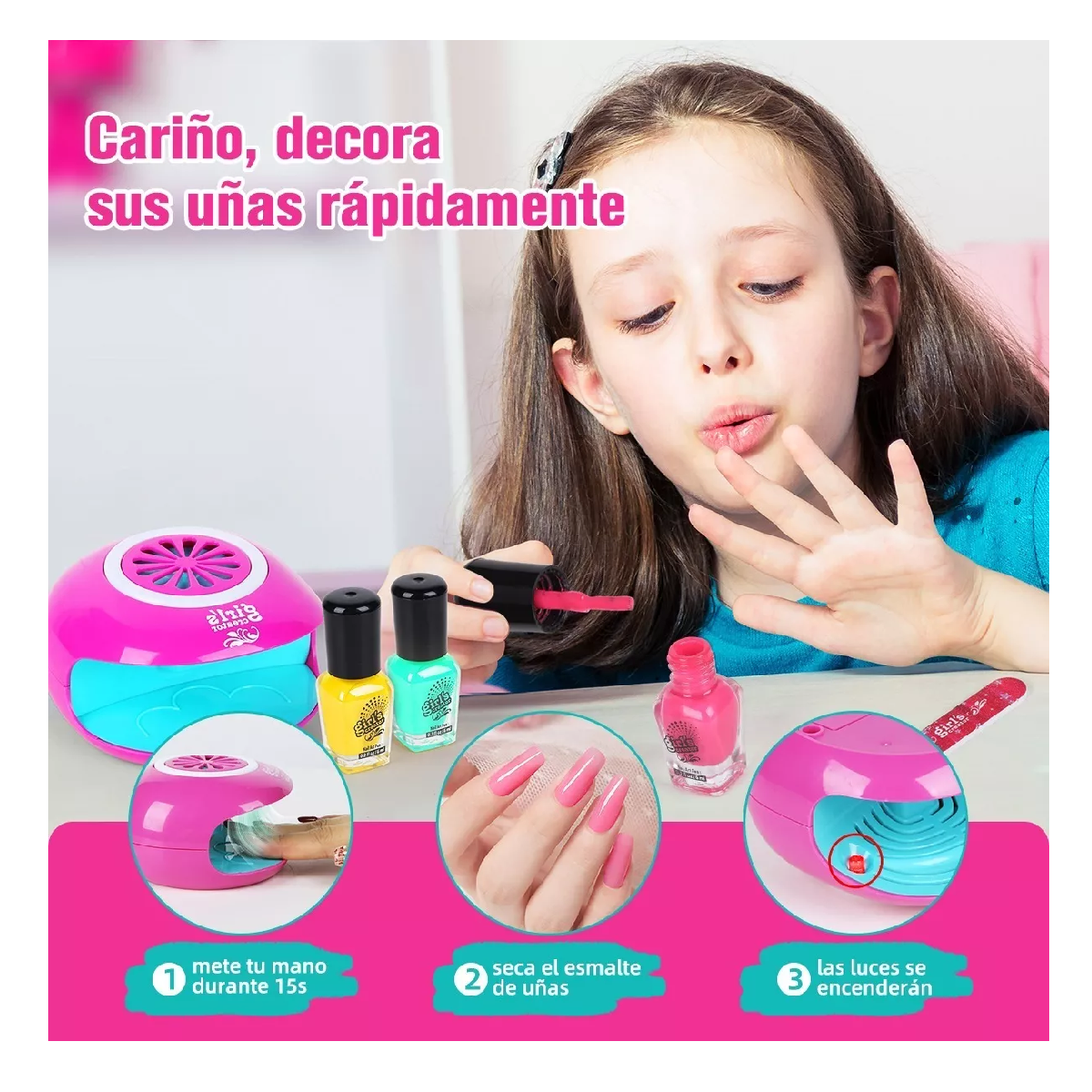 Foto 5 pulgar | Kit de Maquillaje Belleza de Uñas Regalo Juguetes Rosa para Niñas