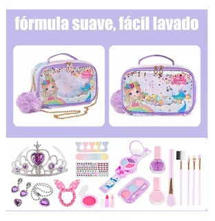Foto 2 | Juego De Maquillaje Real Para Niñas Lavable Con Bolsa Maquillaje Morado