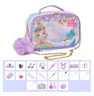 Foto 3 | Juego De Maquillaje Real Para Niñas Lavable Con Bolsa Maquillaje Morado