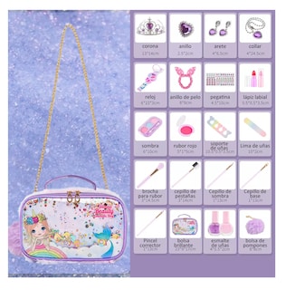Foto 4 | Juego De Maquillaje Real Para Niñas Lavable Con Bolsa Maquillaje Morado
