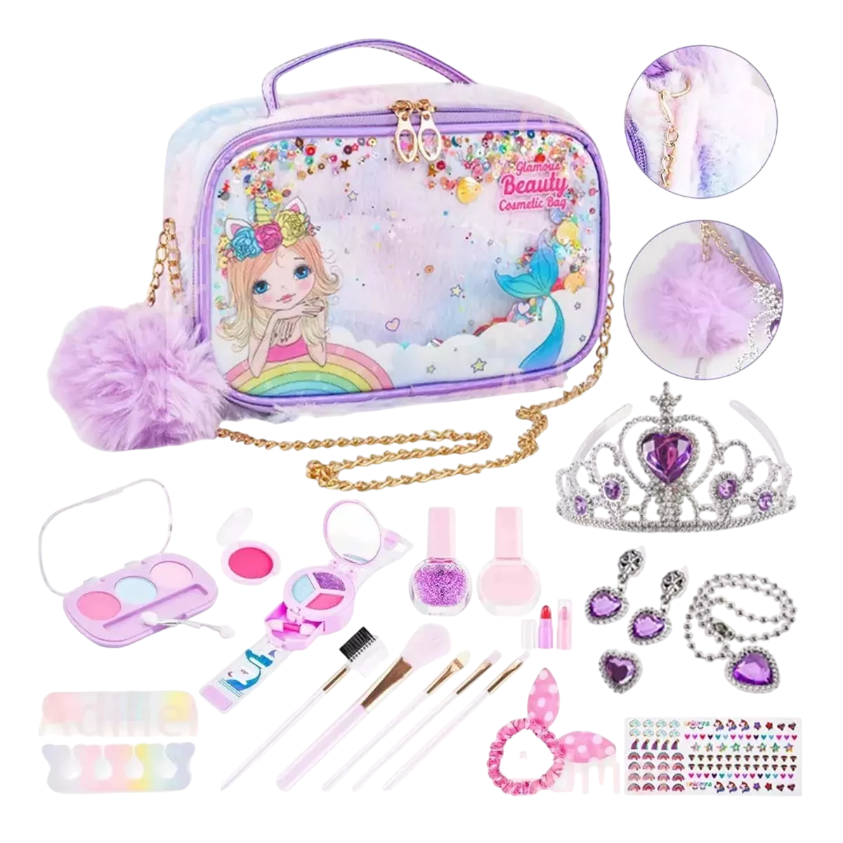 Foto 1 | Juego de Maquillaje Lavable con Bolsa Morada Seguro y Divertido para Niñas