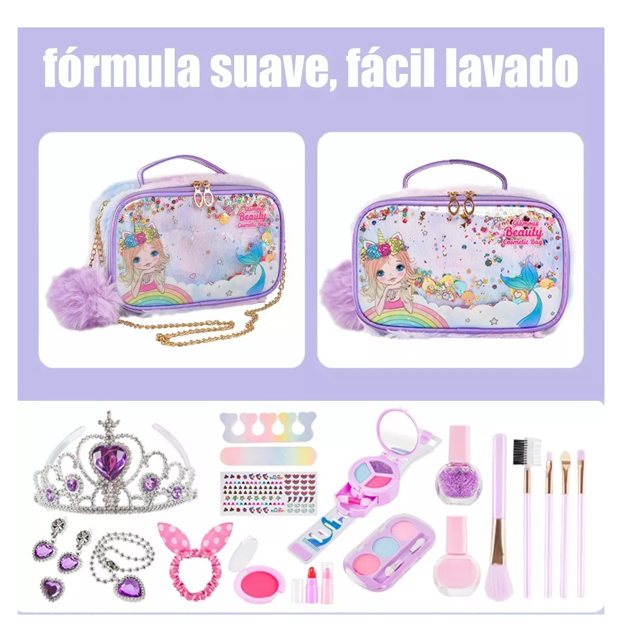 Foto 2 | Juego de Maquillaje Lavable con Bolsa Morada Seguro y Divertido para Niñas