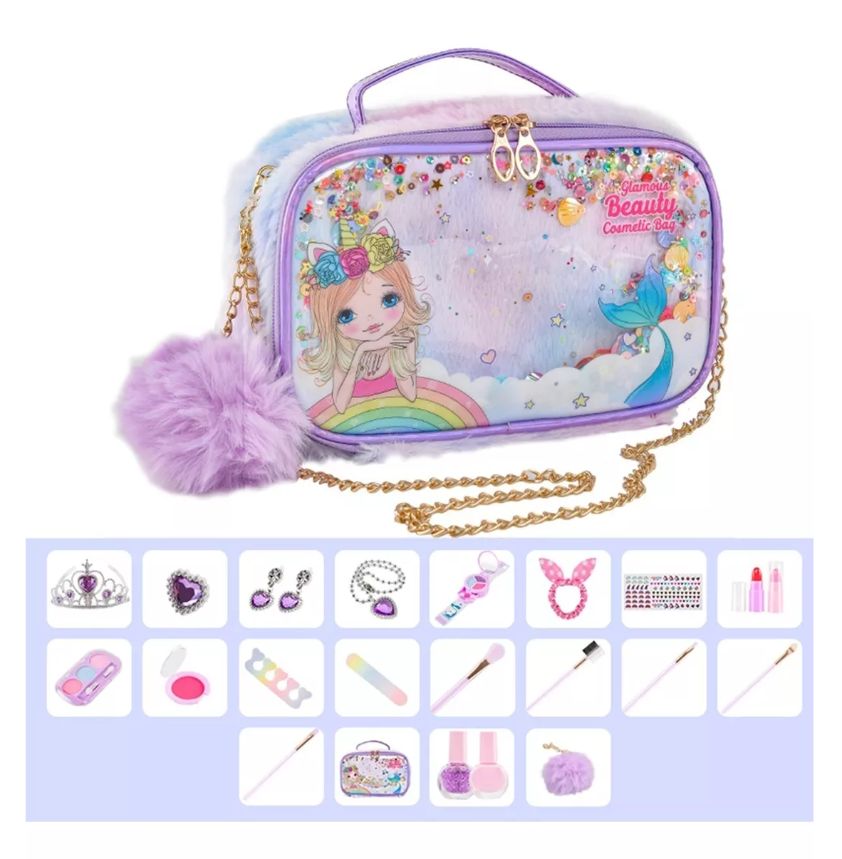 Foto 3 | Juego de Maquillaje Lavable con Bolsa Morada Seguro y Divertido para Niñas