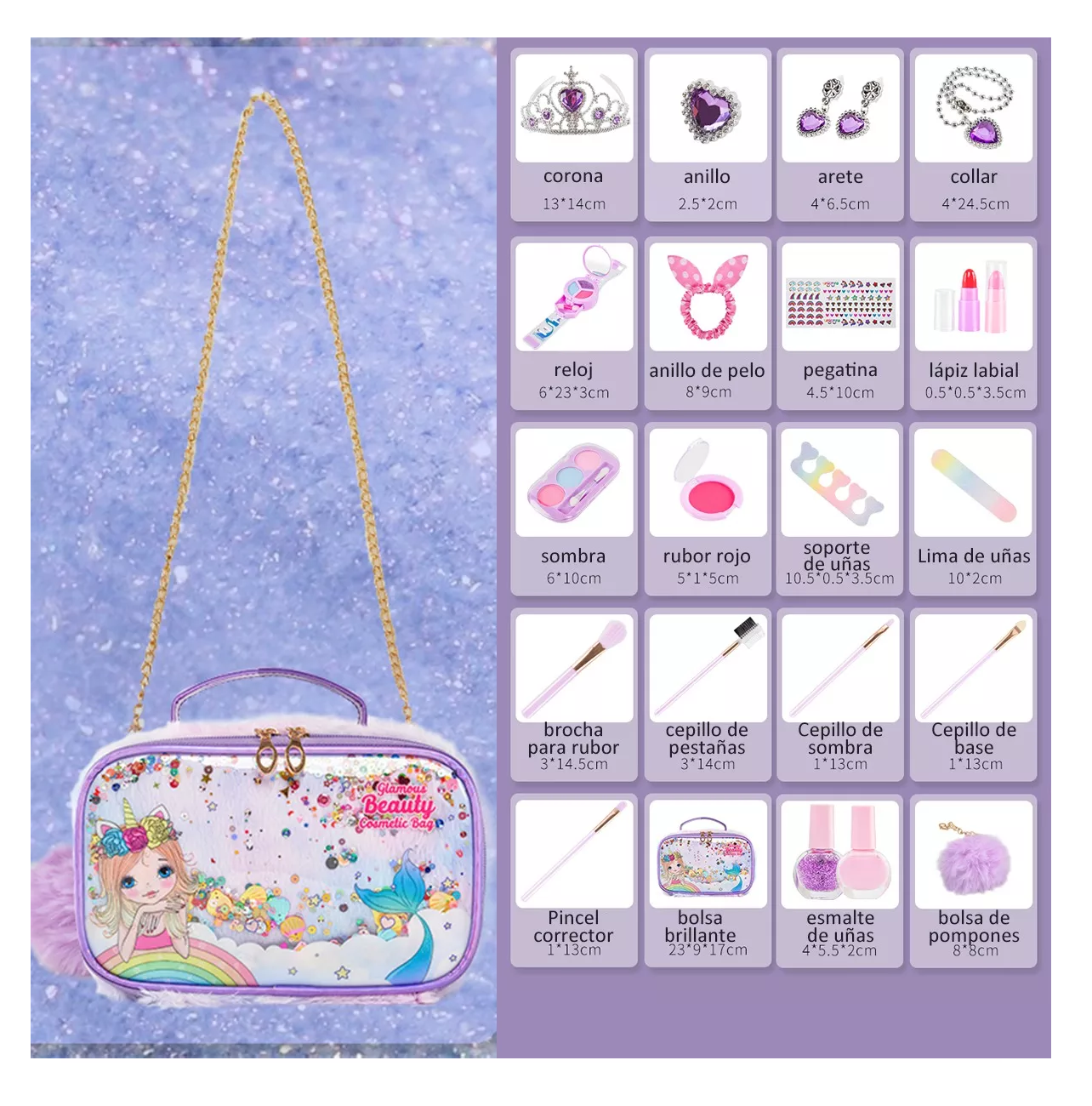 Foto 4 | Juego de Maquillaje Lavable con Bolsa Morada Seguro y Divertido para Niñas