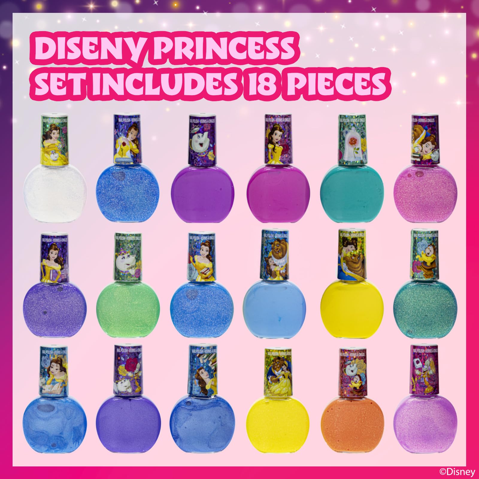 Foto 3 pulgar | Set de Esmaltes de Uñas Townley Girl Disney Princesa Bella 18 Botellas - Venta Internacional