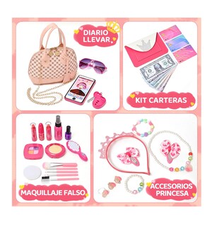 Foto 2 | Juguetes Princesas Maquillaje Niña Con Teléfono Y Billeteras Rosa