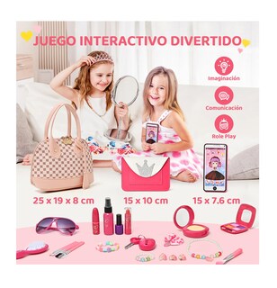 Foto 5 | Juguetes Princesas Maquillaje Niña Con Teléfono Y Billeteras Rosa