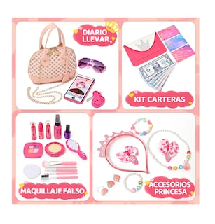 Foto 2 | Juguetes Princesas Maquillaje Niña Con Teléfono Y Billeteras Rosa