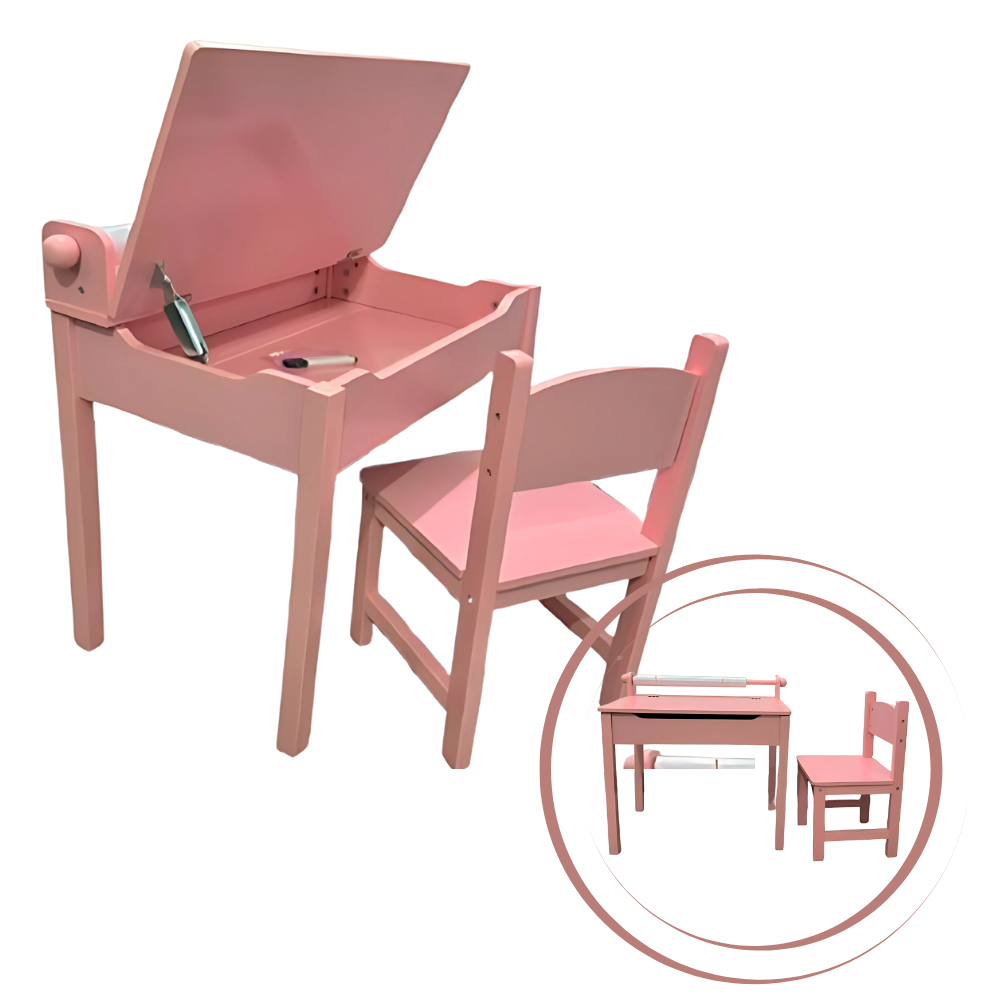 Foto 2 | Escritorio de Madera Rosa para Niña