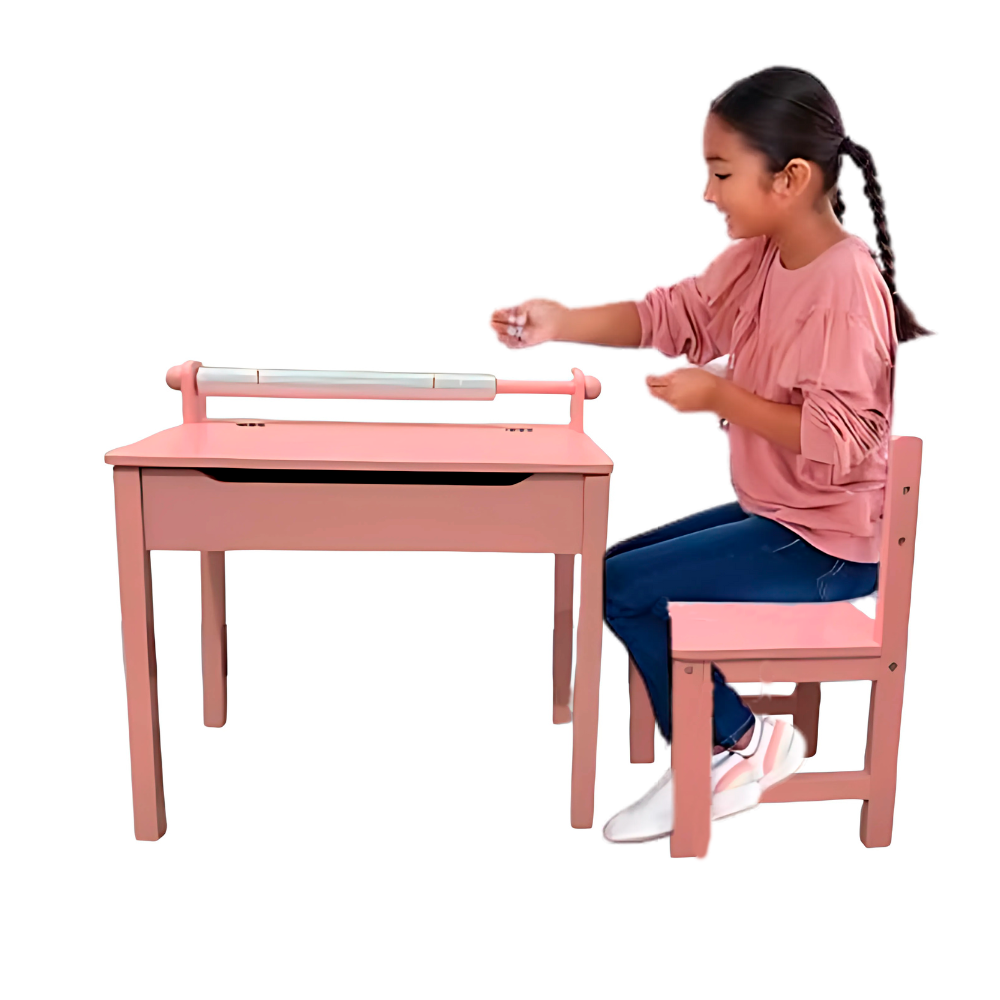 Foto 4 pulgar | Escritorio de Madera Rosa para Niña