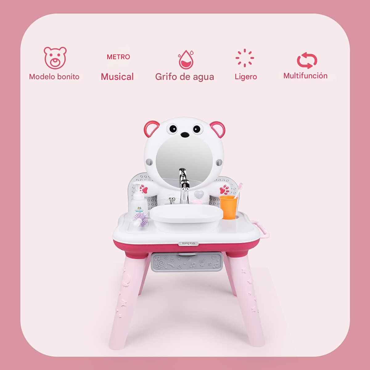 Foto 3 | Juguete Tocador De Baño Infantil Aeiou 63592 3 En 1 Musical Rosa/rojo