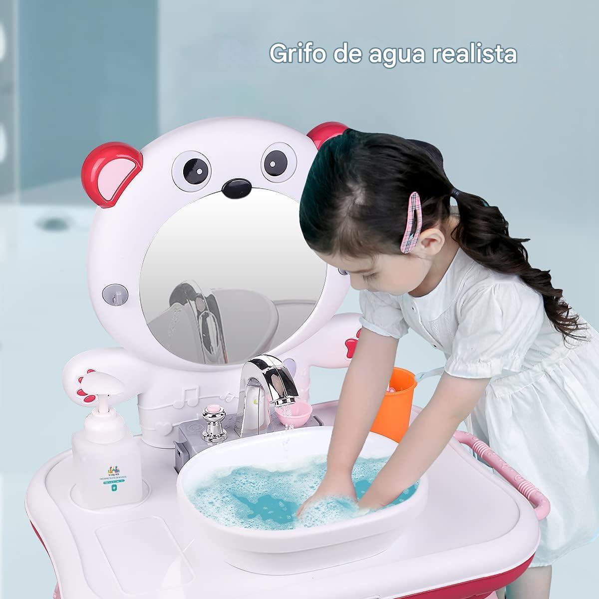 Foto 5 pulgar | Juguete Tocador De Baño Infantil Aeiou 63592 3 En 1 Musical Rosa/rojo