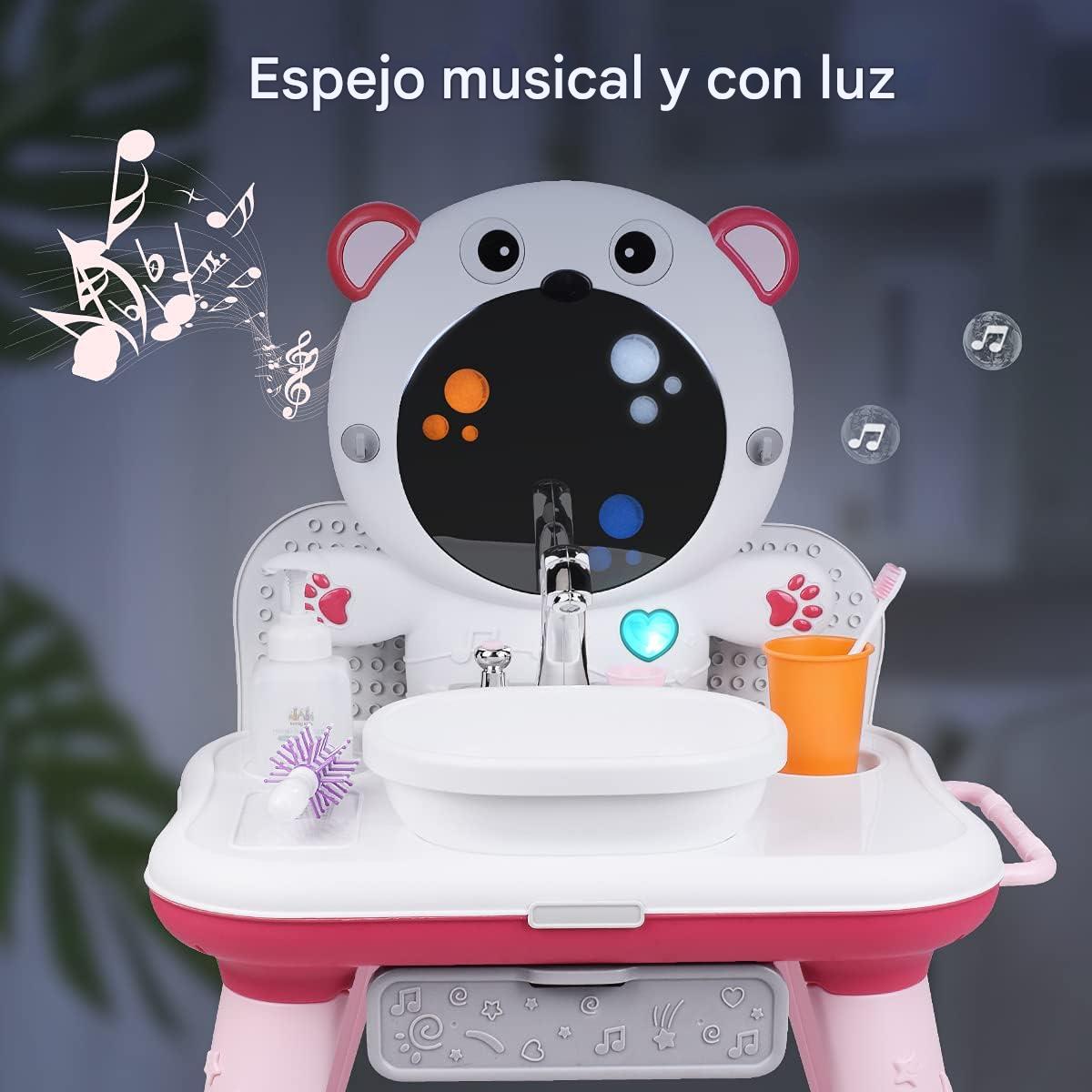 Foto 5 | Juguete Tocador De Baño Infantil Aeiou 63592 3 En 1 Musical Rosa/rojo