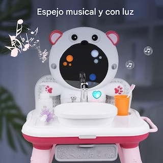 Foto 5 | Juguete Tocador De Baño Infantil Aeiou 63592 3 En 1 Musical Rosa/rojo