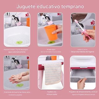 Foto 7 | Juguete Tocador De Baño Infantil Aeiou 63592 3 En 1 Musical Rosa/rojo