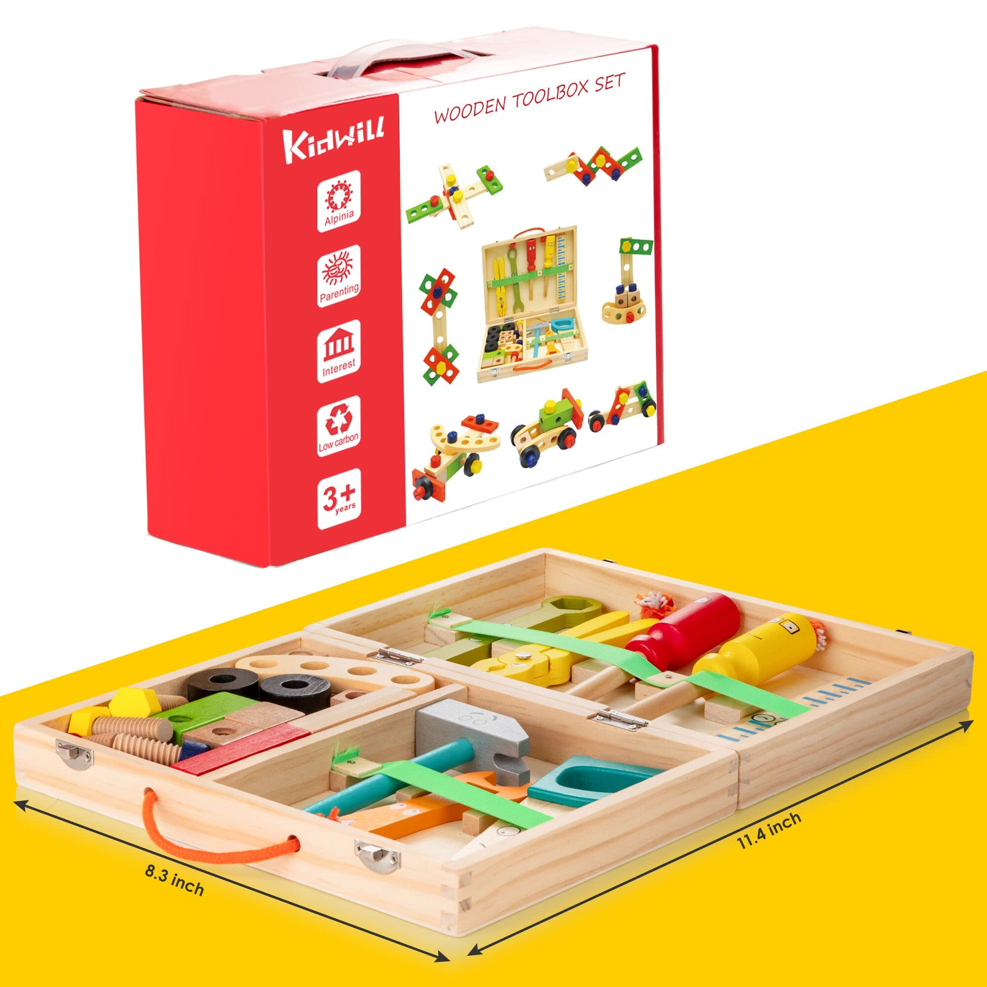 Foto 8 pulgar | Venta Internacional - Juego De Herramientas Kidwill De Madera Para Niños Pequeños Con Caja De Herramientas De 3 A 7 A