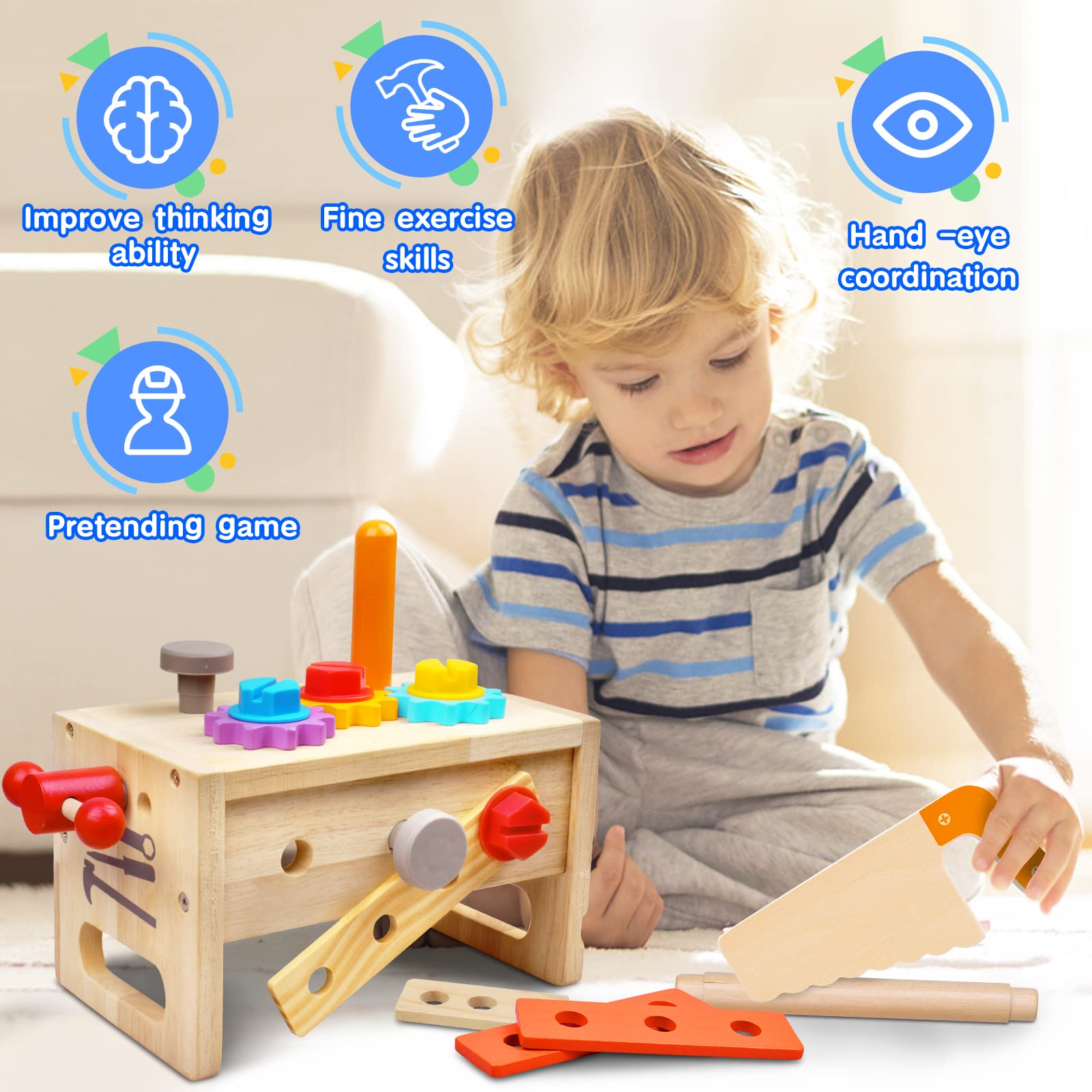 Foto 3 pulgar | Venta Internacional - Juego de Herramientas de Madera para Niños