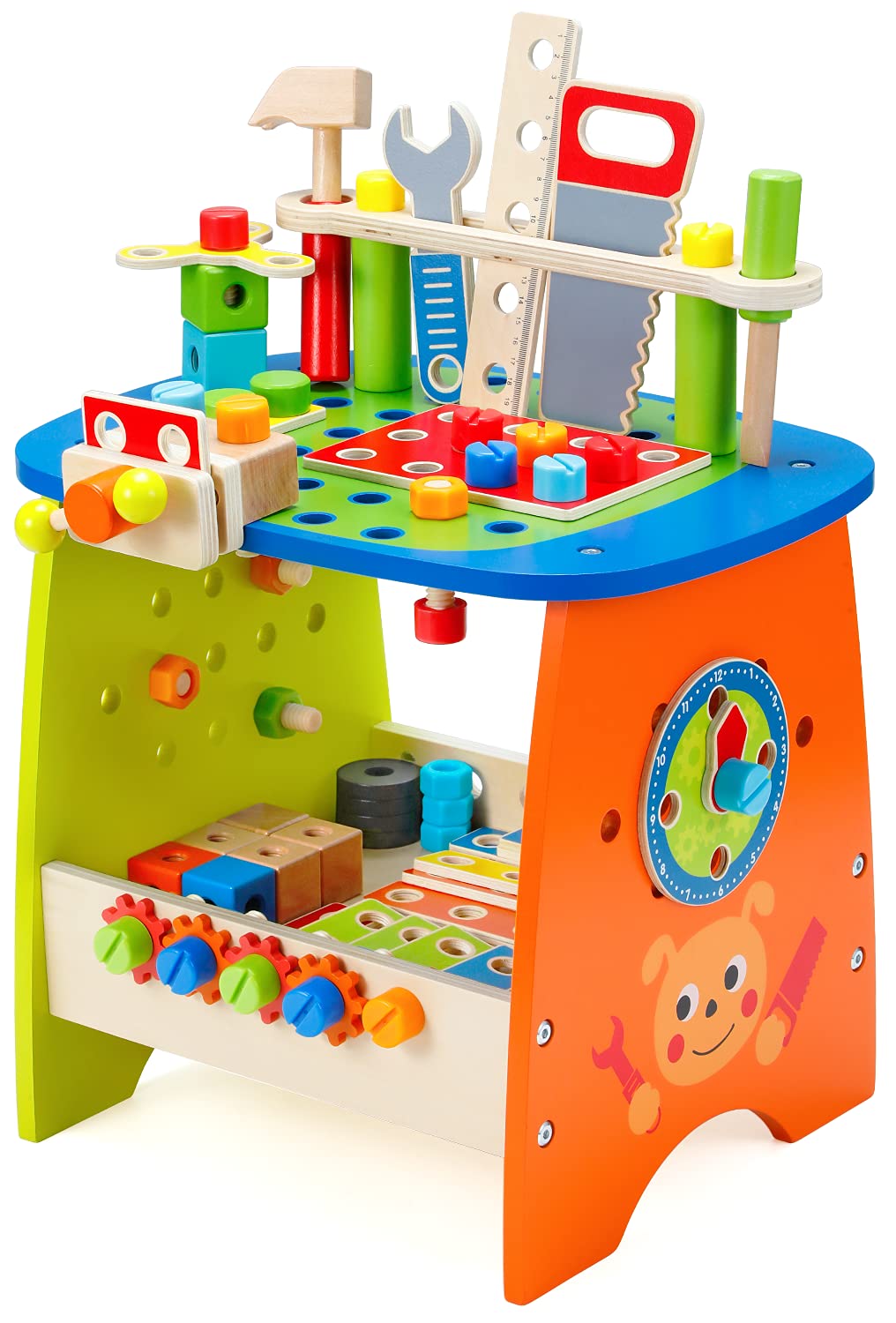 Juego De Herramientas Para Niños Toy Workbench Ohuhu De Madera, 89 Piezas Con Accesorios - Venta Internacional.