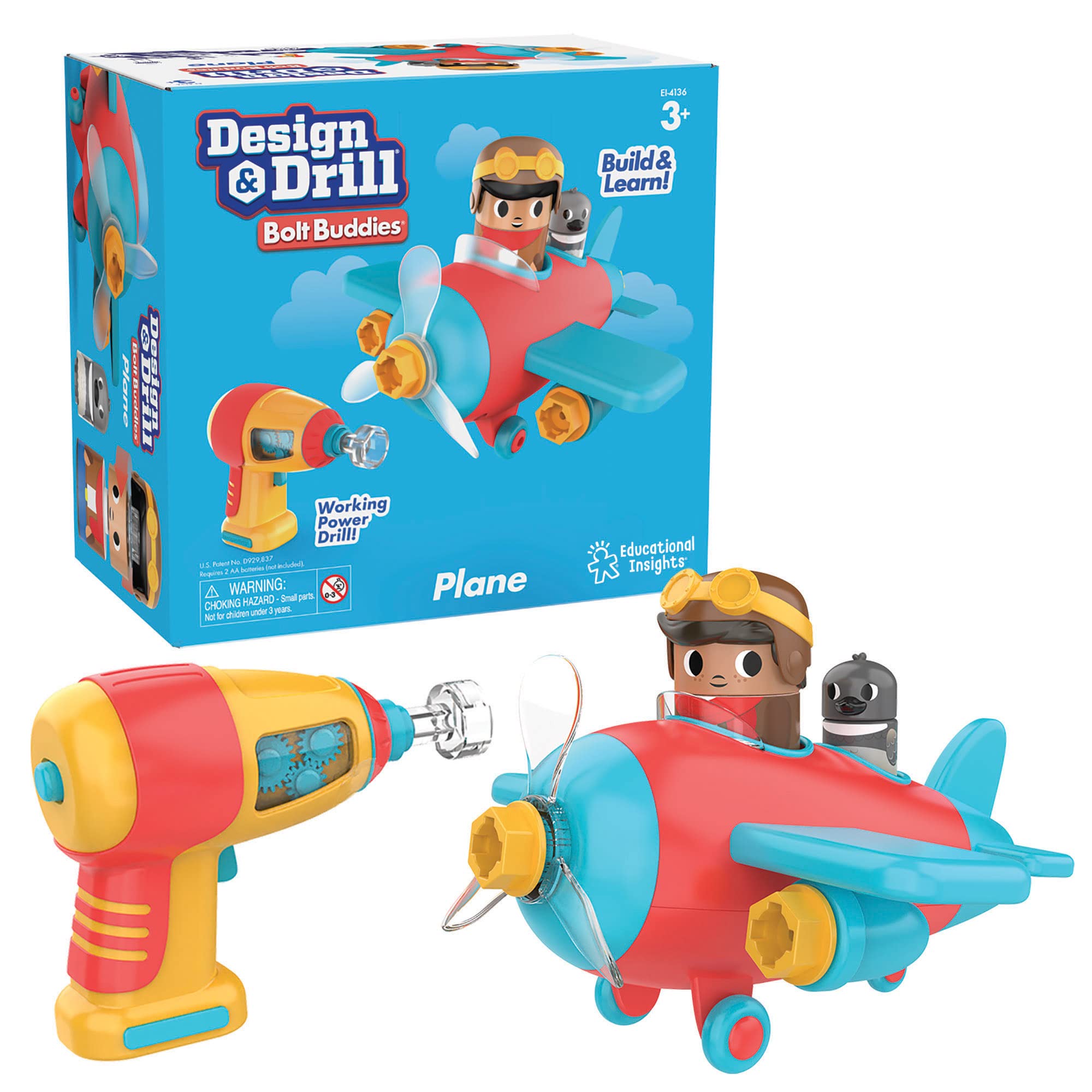 Foto 2 pulgar | Take Apart Educational Insights Design & Drill Bolt Buddies Plane Con Taladro Eléctrico - Venta Internacional.