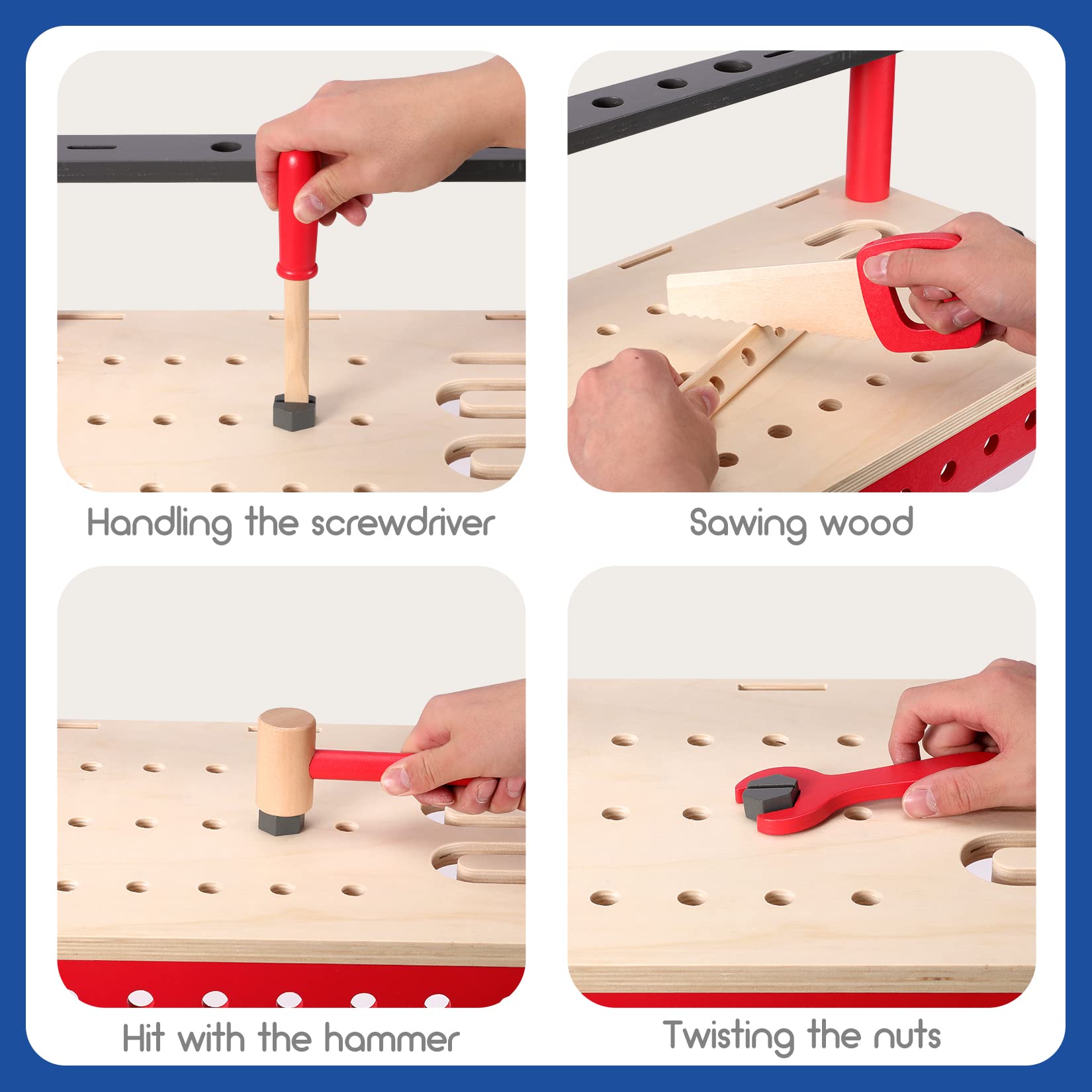 Foto 6 pulgar | Banco de Herramientas de Madera Workpro para Niños 70 Piezas - Venta Internacional
