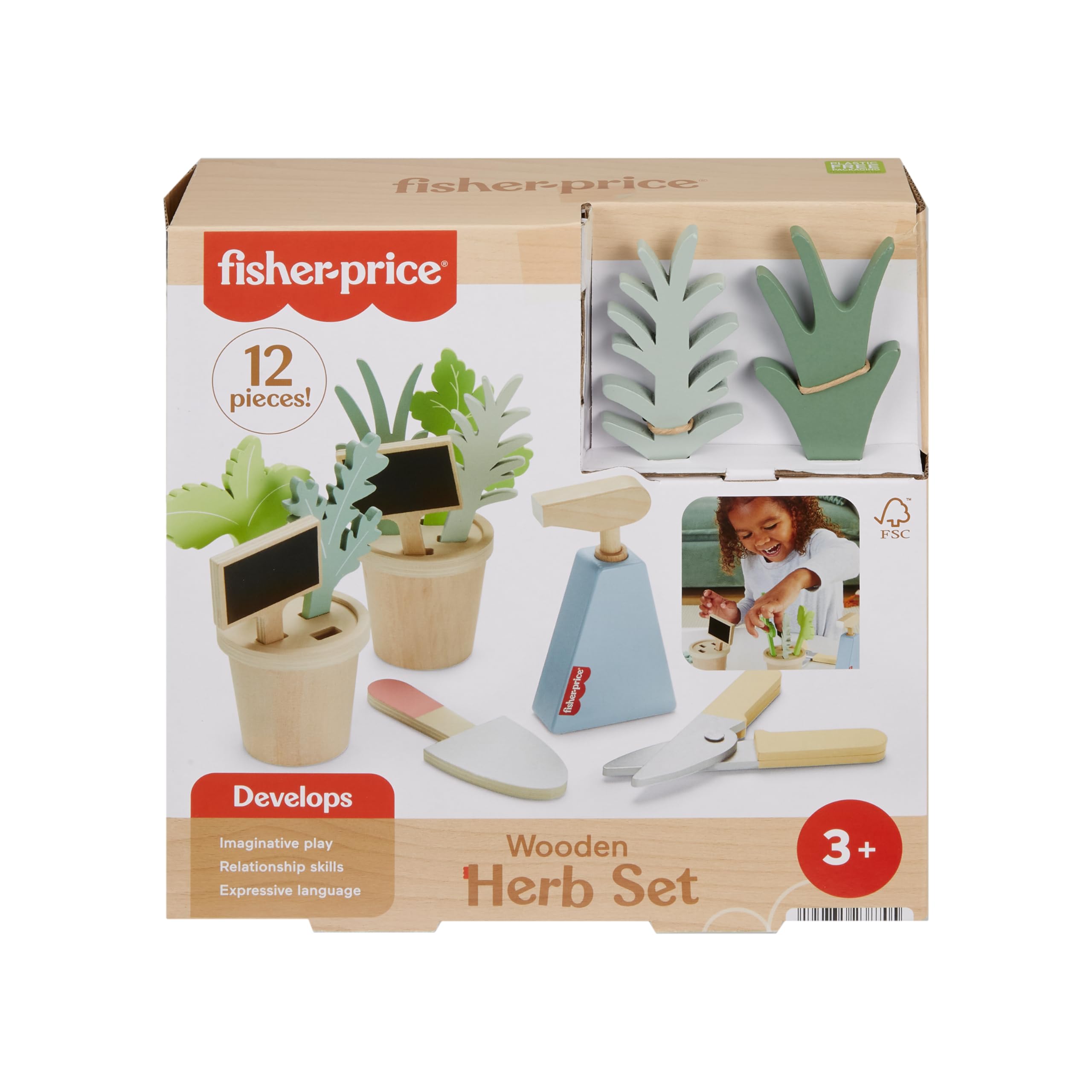 Foto 2 pulgar | Juego De Herramientas Y Jardín De Hierbas De Juguete Fisher-price Wood, 12 Piezas, 3+y - Venta Internacional.