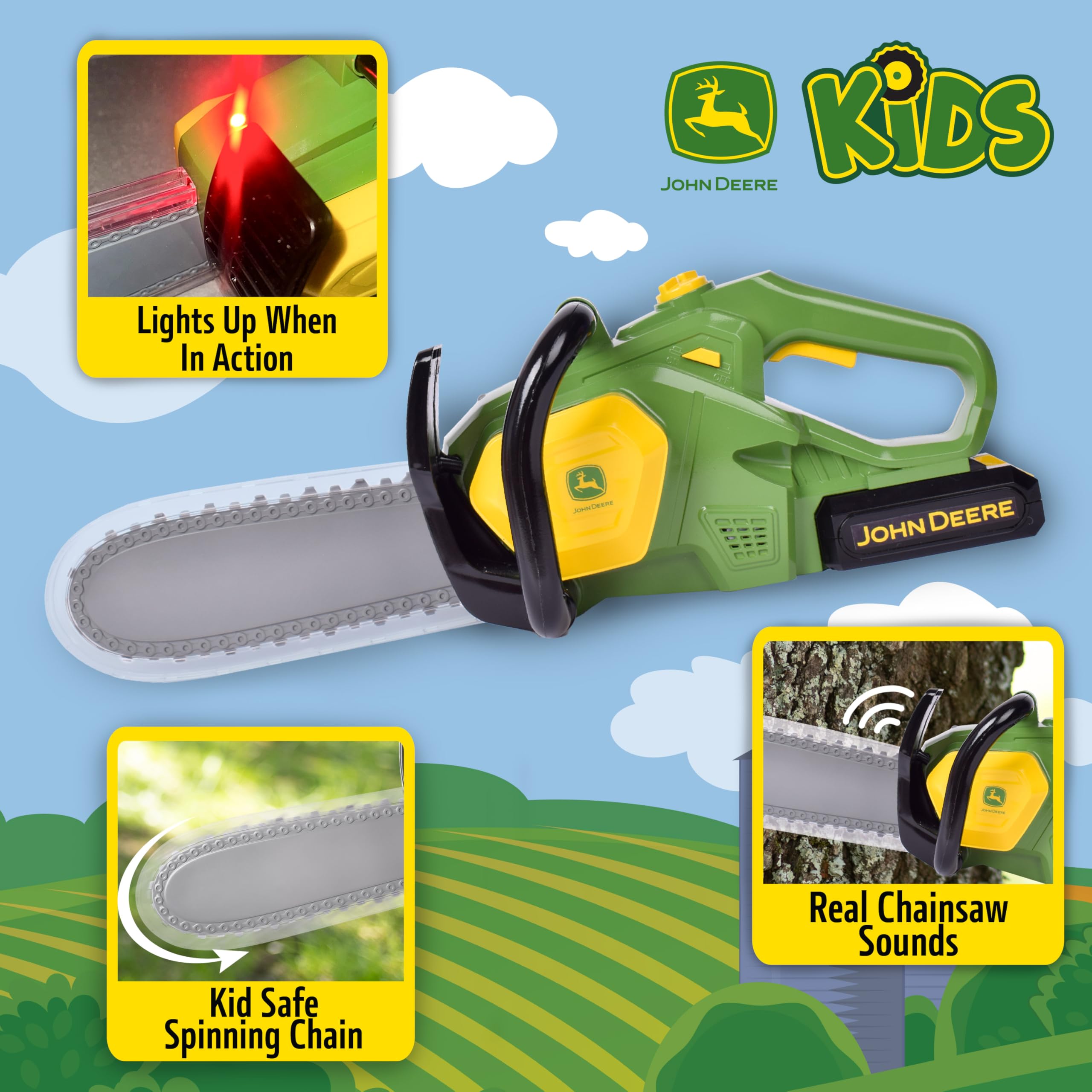 Foto 4 pulgar | Motosierra De Juguete John Deere Power Tools Con Luces Y Sonidos - Venta Internacional.