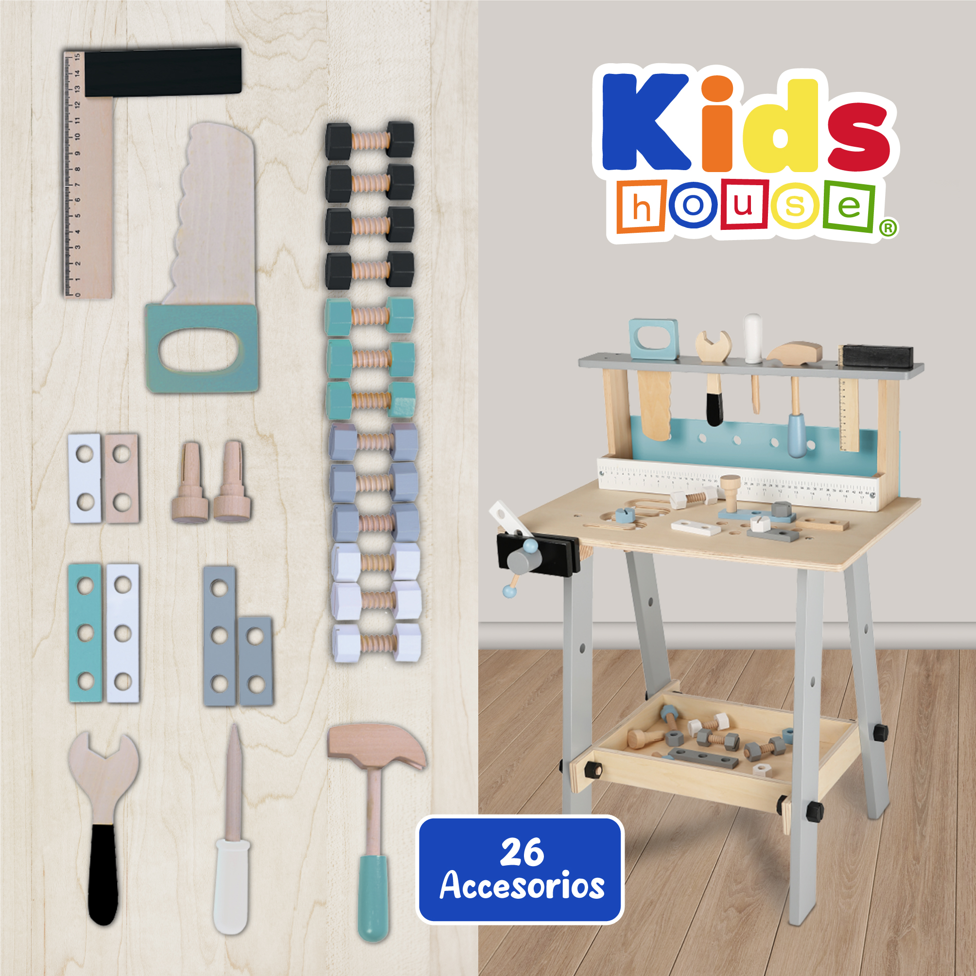 Foto 3 pulgar | Kids House Presenta Su Mesa De Trabajo De Carpintería Para Niños: ¡herramientas Y Tornillos Que Elevan La Di