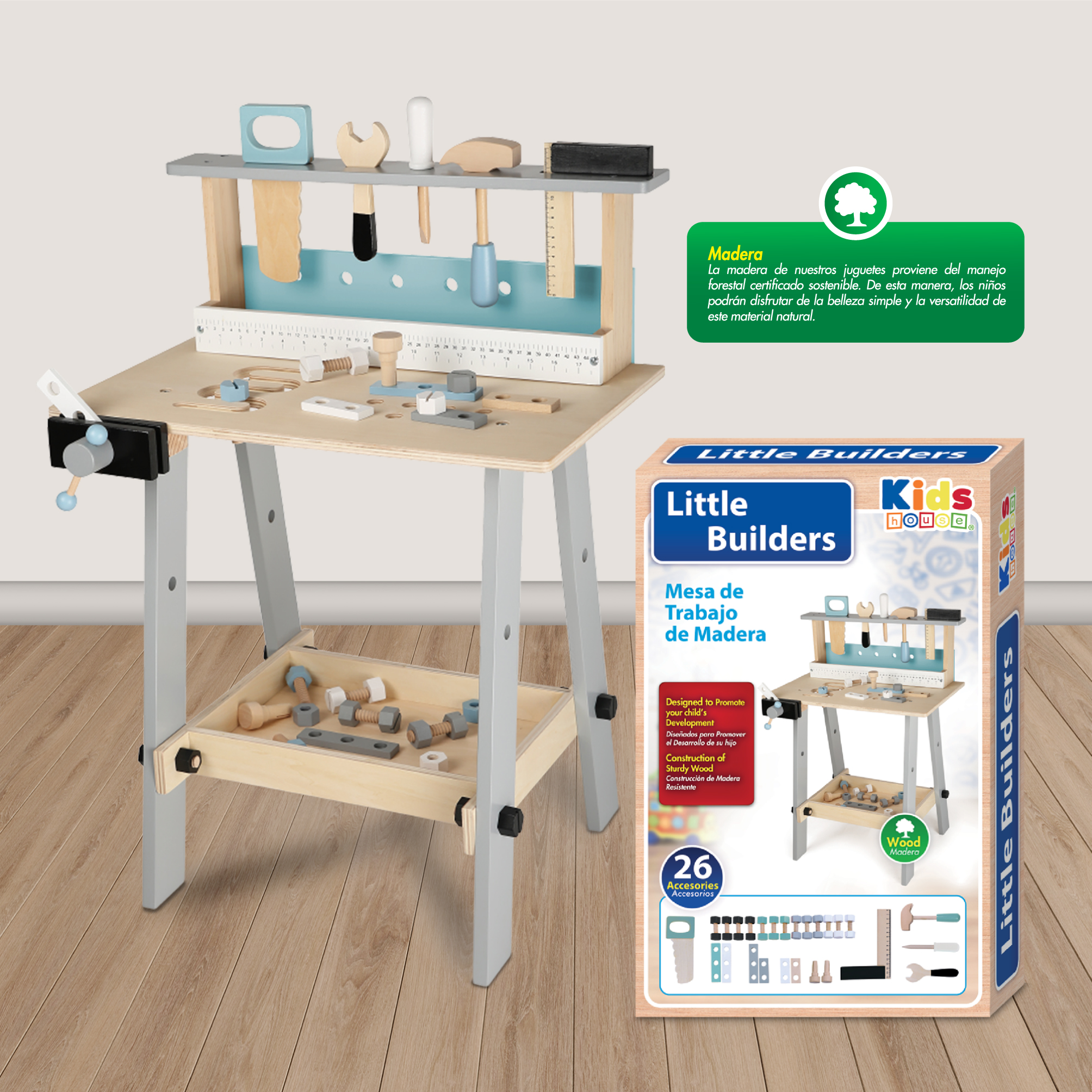 Foto 4 pulgar | Kids House Presenta Su Mesa De Trabajo De Carpintería Para Niños: ¡herramientas Y Tornillos Que Elevan La Di