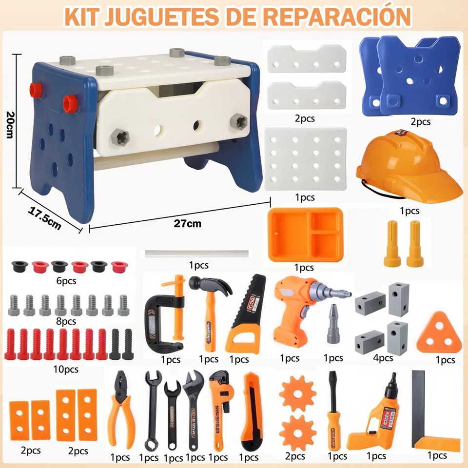 Foto 4 pulgar | Caja de Herramientas de Juguete Para Niños Tucson De J 58 Pzs
