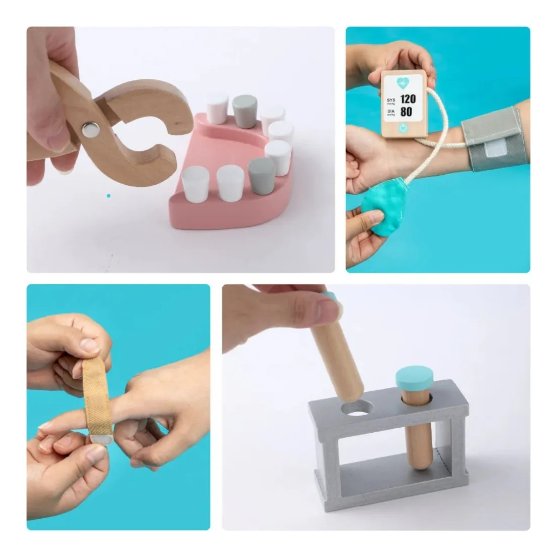 Foto 5 pulgar | 36 Piezas De Madera Doctor Playset  Belug Role Play Azul