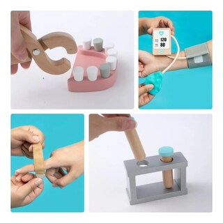 Foto 4 | 36 Piezas De Madera Doctor Playset Belug Role Play Azul
