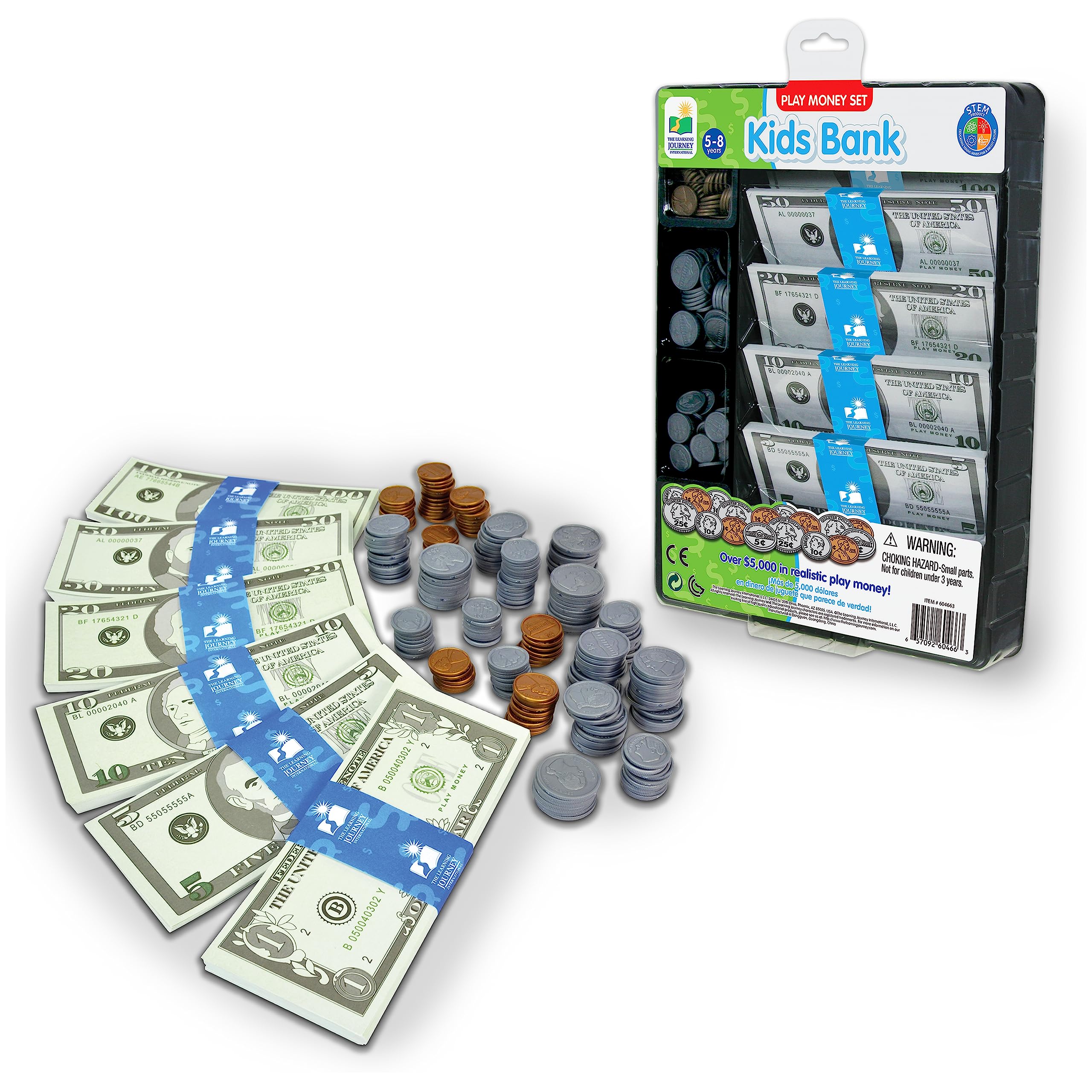 Set De Dinero Ficticio The Learning Journey Kids Bank Con 5000 Dólares - Venta Internacional.