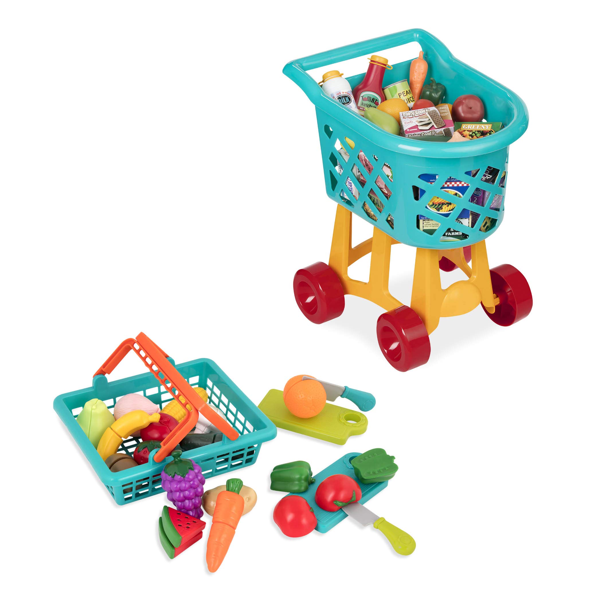 Set Grocery Playset Battat Deluxe Con Carrito De Compras Y Comida Para Mayores De 3 - Venta Internacional.