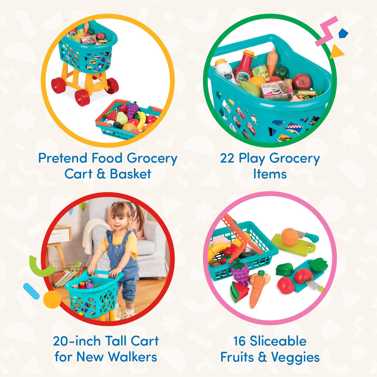 Foto 4 pulgar | Set Grocery Playset Battat Deluxe Con Carrito De Compras Y Comida Para Mayores De 3 - Venta Internacional.
