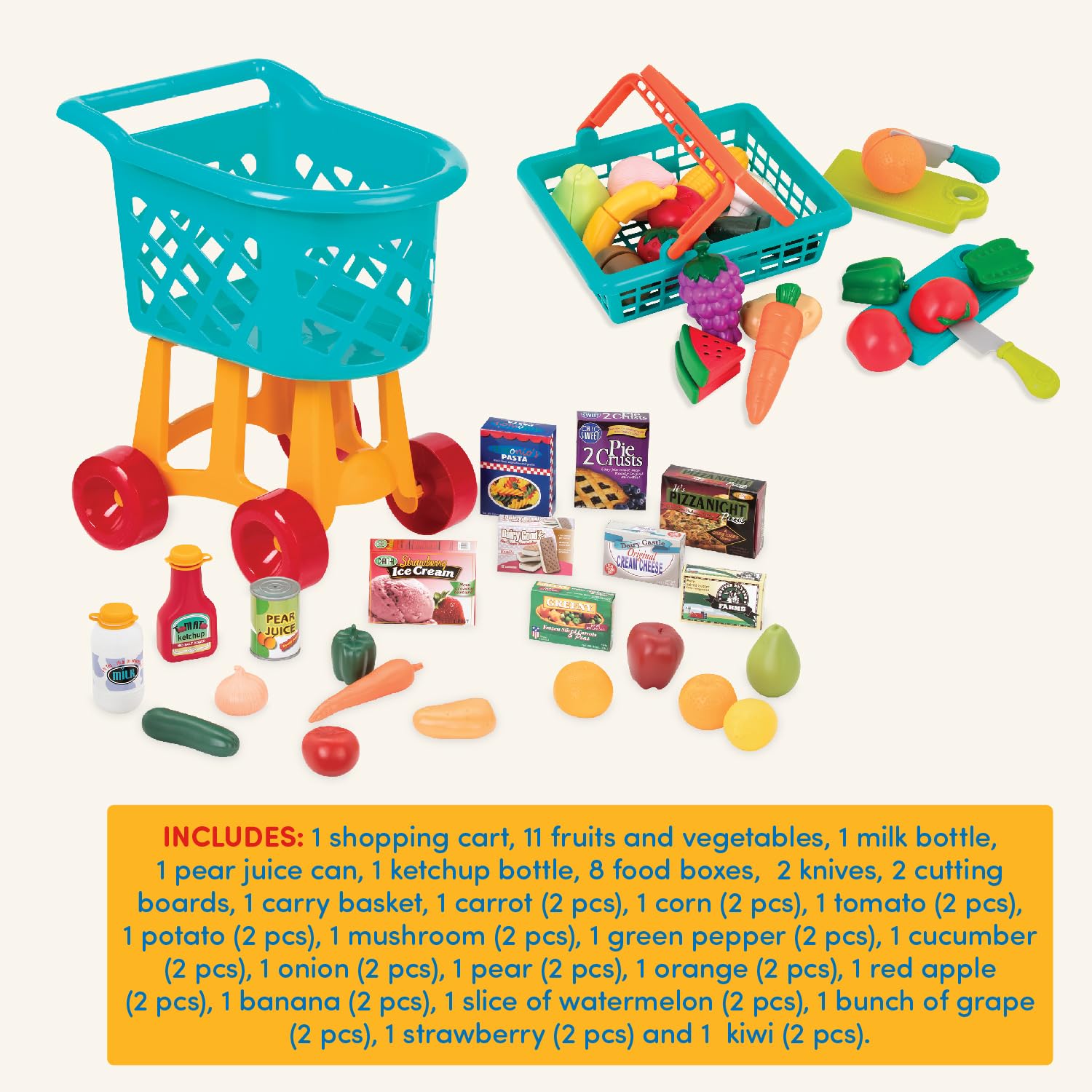 Foto 6 pulgar | Set Grocery Playset Battat Deluxe Con Carrito De Compras Y Comida Para Mayores De 3 - Venta Internacional.