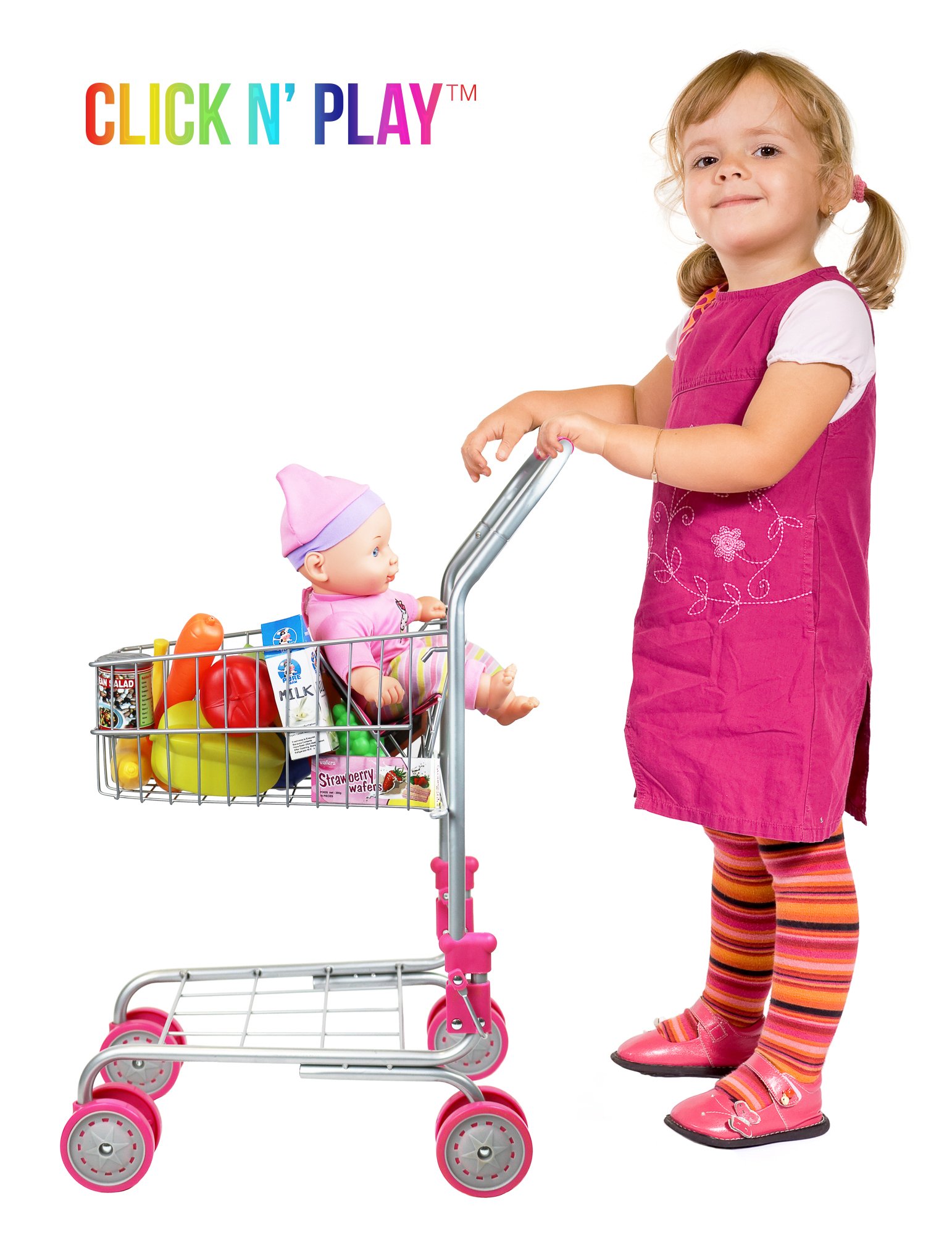 Foto 4 pulgar | Carrito De Compras Click N' Play Kids Con 23 Piezas Para Muñecas De 18 Pulgadas - Venta Internacional.