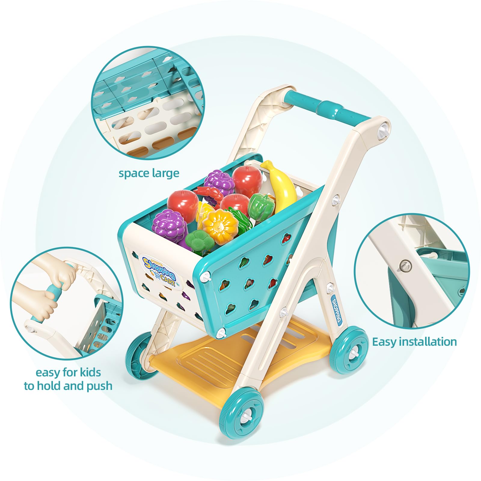 Foto 4 pulgar | Set de Carrito de Compras para Niños Jovow con Comida Simulada para Niños Tamaño 3+ - Venta Internacional