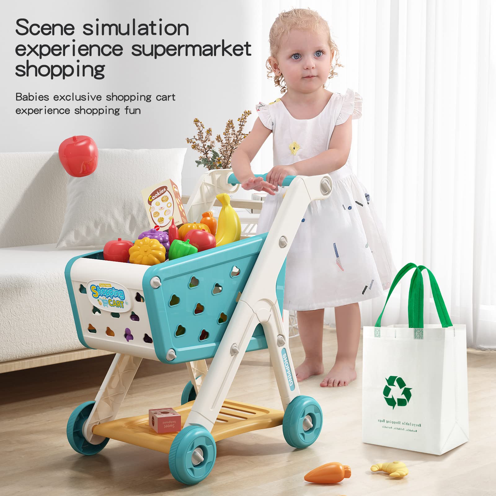 Foto 7 pulgar | Set de Carrito de Compras para Niños Jovow con Comida Simulada para Niños Tamaño 3+ - Venta Internacional